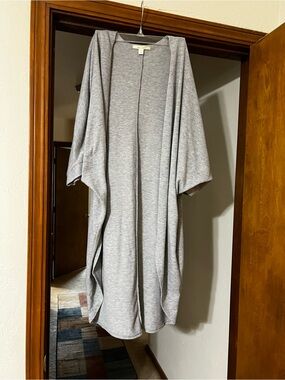 miami Light Gray Open-Front Draped Sweater Cardigan
